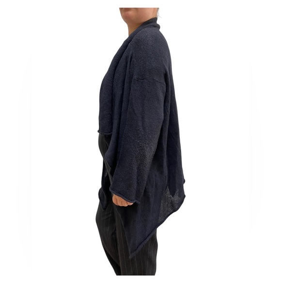 Cecile Benac M Black Wool/Silk Blend Open Front Cardigan - Picture 3 of 9